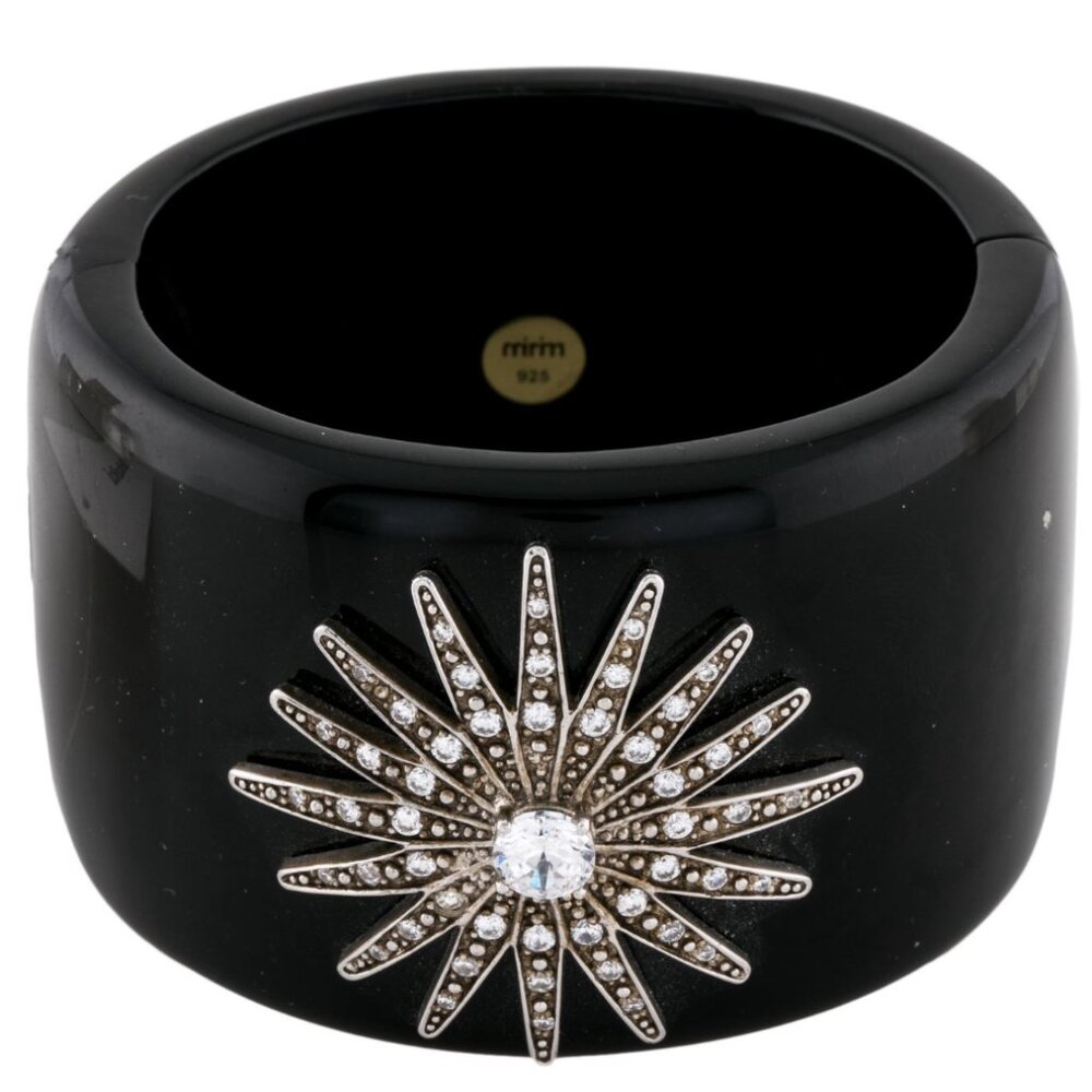MIRIAM SALAT CRYSTAL & RESIN STAR HINGED BANGLE BRACELET